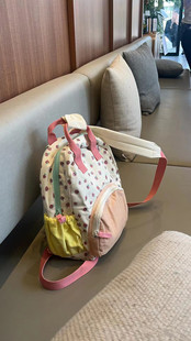 2023帆布草莓双肩包儿童女生多巴胺拼色背包可爱休闲出游书包