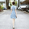 小个子显高连衣裙女2024夏季气质裙子，显瘦减龄蓝色法式牛仔裙