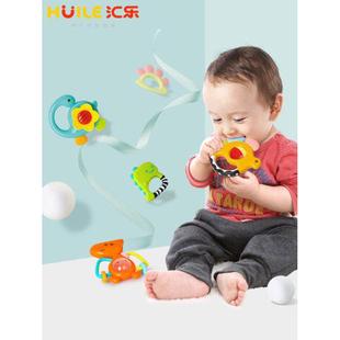 汇乐宝宝牙胶手摇铃3-6-18个月分龄牙胶套装婴儿捉握训练玩具