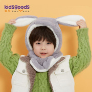 宝宝帽子围巾口罩一体秋冬季可爱男童女童儿童保暖防风护耳护脸帽