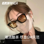 gm黑框茶色墨镜女款2024高级感潮防晒防紫外线显脸小太阳眼镜