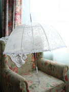 沛欣雨伞夏季爱心小清新白色蕾丝黑色，弯柄半自动长柄伞拱形透明伞