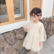 春秋童裙韩版宝宝连衣裙女童，公主裙小童周岁礼服，儿童长袖蕾丝纱裙