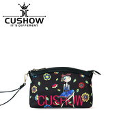 cushow原创时尚，印花手拿包2024卡秀帆布女包轻便单肩斜跨小包