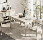 新古典实木餐桌椅组合长美式乡村象牙白复古做旧长方形饭桌样板间