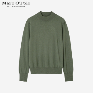 MarcO'Polo/MOP年春季女半高领长袖套头打底衫时尚军绿色羊毛衫