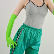 触屏防晒长袖手套夏季薄款女过肘紧身透气排汗晚礼服拍照青草绿色