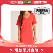 z supply珊瑚红 V 领 T 恤连衣裙 - 珊瑚红 美国奥莱直发