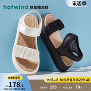 热风2024年夏季女士时尚松糕厚底，凉鞋运动一字带女鞋休闲鞋子