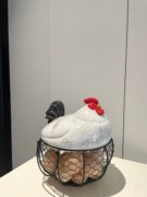 鸡蛋收纳筐母鸡造型储物筐个性水果篮厨房杂物篮家用陶瓷铁艺篮子