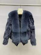 2023冬季进口芬兰狐狸毛皮草(毛皮草)外套，女士海宁时尚短款真皮毛一体