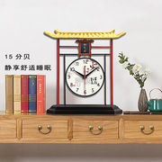 承沁新中式铁艺摆件陶瓷座钟，台式摆钟表，创意个性客厅装饰静音时钟
