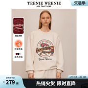 TeenieWeenie小熊秋冬复古圆领落肩加绒保暖卫衣白色宽松女装