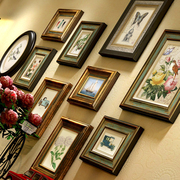 实木美式照片墙客厅鹿头餐厅相框墙欧式壁挂墙复古玄关楼梯组合画