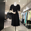 时尚系带收腰黑色连衣裙女2024夏季气质优雅知性显瘦高级感裙