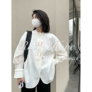 GG。RIXO HOPE法式复古圆领白色衬衫女设计感小众双排扣文艺宽松
