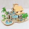 积木板3d立体拼图木质房子，儿童手工制作拼装房屋模型diy木头玩具