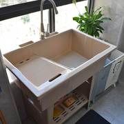 塑料洗衣池带搓板阳台家用洗衣台洗手盆，水池柜洗衣单槽加厚可移动