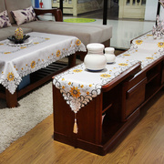 电视柜桌布高低组合盖布防尘罩中国风田园客厅长方形桌布布艺盖巾