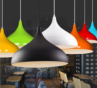 简约吊灯灯罩工业风餐厅吊灯，小吊灯单头奶茶店吧餐桌，台锅盖黑吊灯