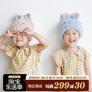 日式可爱儿童干发帽日本女童卡通吸水速干韩国公主浴帽宝宝包头巾