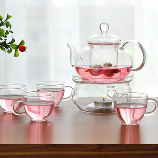 耐热玻璃功夫茶具套组带过滤泡茶壶带茗杯整套透明花茶壶