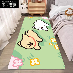 线条小狗maltese卡通可爱床边毯卧室，长条床前地毯加厚飘窗脚垫子