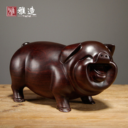 黑檀木雕福猪摆件实木十二生肖，动物家居客厅，寓意装饰红木工艺