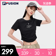 filafusion斐乐潮牌女子短袖t恤2023夏运动(夏运动)休闲短款针织上衣