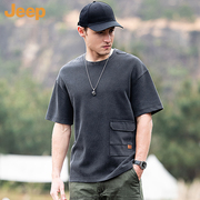 jeep吉普重磅短袖t恤男士夏季户外休闲工装，2024宽松大码体恤