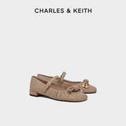 charles&keith春夏女鞋sl1-70920010扭结装饰低跟玛丽珍鞋单鞋女