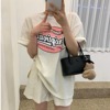韩国chic复古休闲宽松型字母印花夏日短袖t恤+休闲短裤运动套装女