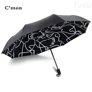 Cmon全自动晴雨伞遮阳防晒伞防紫外线两用创意叠黑胶太阳伞女