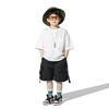 男童口袋短袖t恤2024夏儿童(夏儿童)工装，户外白色半袖宽松简约百搭潮
