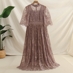 0220241日单贵牌三色入中式旗袍领水溶蕾丝，短袖连衣裙bc5-8