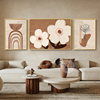 北欧奶油风客厅三联画沙发背景墙壁装饰挂画高级感抽象花卉肌理画