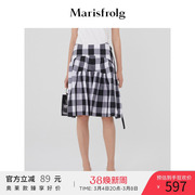 marisfrolg玛丝菲尔纯棉格子半身裙，女装2020春季时尚，气质裙子