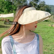 空顶遮阳帽女夏季紫外线，帽子折叠黑胶，大帽檐防晒太阳遮脸发箍贝壳