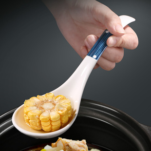 日式陶瓷大勺子长柄家用汤勺，大号盛汤勺舀粥调羹，汤匙餐具吃拉面勺