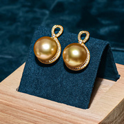 珑一11-12mm浓金色南洋金珠，海水珍珠18k金耳环，耳饰耳坠强光透亮