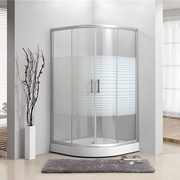 弧扇形带底座简易淋浴房2面钢化玻璃移门干湿分离屏风浴室隔断家