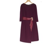 L牌品牌女装高端休闲时尚气质百搭女紫红色连衣裙睐A4-16828
