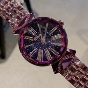 女蒂米妮士手表星空，个性潮流表钢表带，复古罗马紫色时尚