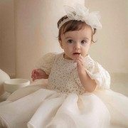 韩国婴幼童装甜美蕾丝公主，连衣裙百天周岁，女童礼服蓬蓬纱裙