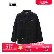 izzue男装牛仔拼接衬衫2023冬季帅气时尚工装上衣8143W3L