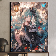 初音未来卡通钻石画2023满钻动漫儿童手，工点贴钻5d十字绣卧室