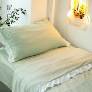 大学生宿舍被套床上三件套纯棉纯色ins风秋季床单，荷叶边床上用品
