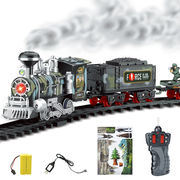 电动轨道冒烟小火车，仿真模型遥控汽车可充电蒸汽火车套装儿童玩具
