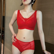 大胸显小调整型内衣女，本命年大红色全罩杯文胸软，钢圈矫正外扩下垂