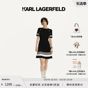 karllagerfeld卡尔拉格，斐2024夏款黑白，撞色针织连衣裙老佛爷